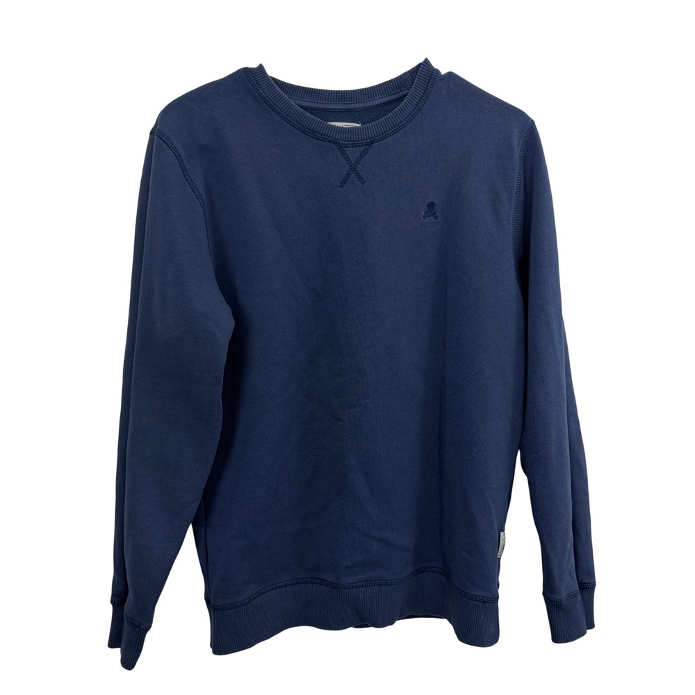 Scalpers Sweatshirt Mens Size Small Blue The Perfect Sweater Skull Logo Pullover